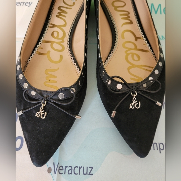 Sam Edelman Black Studded Suede Flats Size 9.6 - Picture 2 of 8